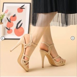 Allegra K Beige strappy heels